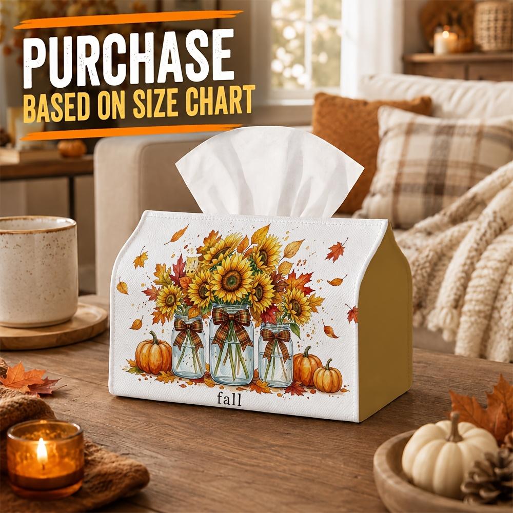 1pc Classic Cottagecore Floral Tissue Box - Multi-functional Napkin Box, Available Made of Durable Polyester, Decorated with Sunflower Mason Jar, Suit