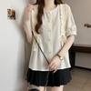 Plus Size Korean Ruffle Lace Puff Sleeve Summer Doll Shirt for Women - Loose, Slimming, Unique Design