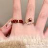 2024 New Style Wine Red Rose Zircon Whitening Index Finger Ring – Elegant, Adjustable, Stackable for Girls