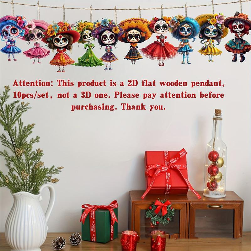 10 Stück Ätherische Untote Jungfrau Dekoration: Bezaubernde Tag der Toten Halloween Party Hängedekorationen & Wandkunst