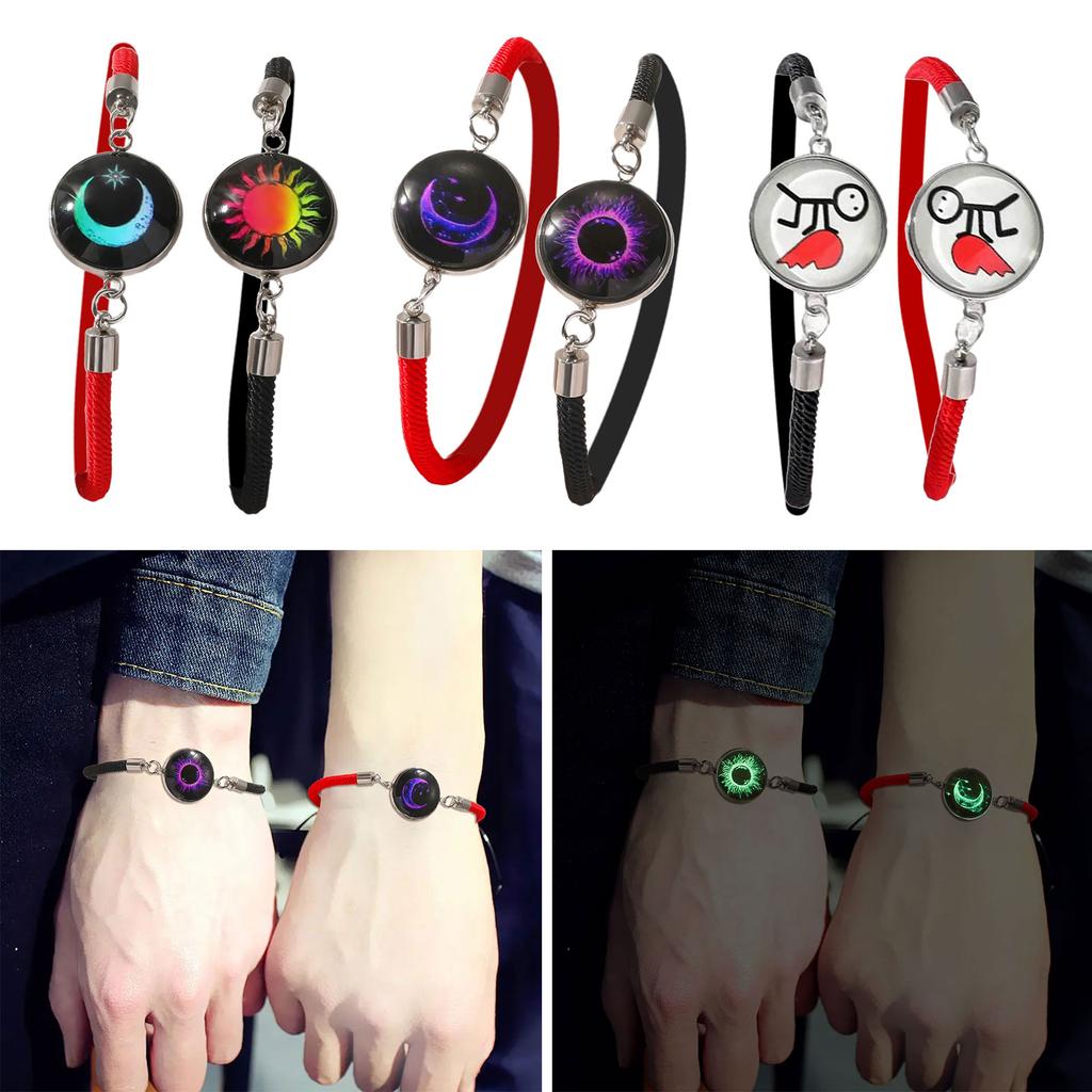 1 Para Unikalny Wzór Świecąca Bransoletka Miękkie Skórzane Opaski na Nadgarstek Opaski na Imprezę Bransoletki z Zawieszkami Prezent dla Pary