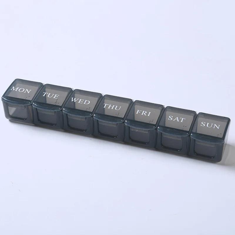 

Portable Weekly Pill Medicine Box 5 Colors Tablet Storage Container 7 Days Case Drug Dispense Independent Lattice Hot чёрный