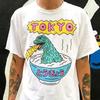 New Arrival Cartoon Dinosaur Print Japan Harajuku Tops Tees White Cotton Short Sleeve Unisex Aesthetic Graphic T Shirt
