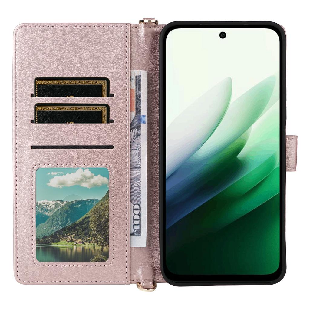 For Xiaomi Redmi 15 5G (Global) (169mm) Case with Shoulder/Wrist Strap Leather Phone Cover Stand Wallet