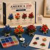 America 250 Beaded Bouquet DIY Kit, 4th of July Patriotic Flower Craft Handmade Set, 1776-2026 Independence Day 3D Beaded Flower Making