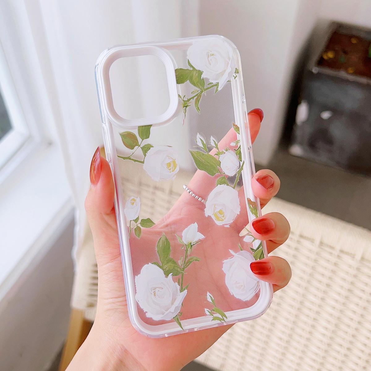 

Белый чехол для телефона премиум-класса «три в одном с розой»