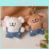 Cartoon Line Drawing Small Dog Plush Keychain With Soft Fabric For Girls And Couples Gifts