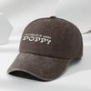 Poppy Letters Three-dimensional Embroidered Baseball Cap Classic Washed Old Retro Peaked Cap Soft Top Adjustable