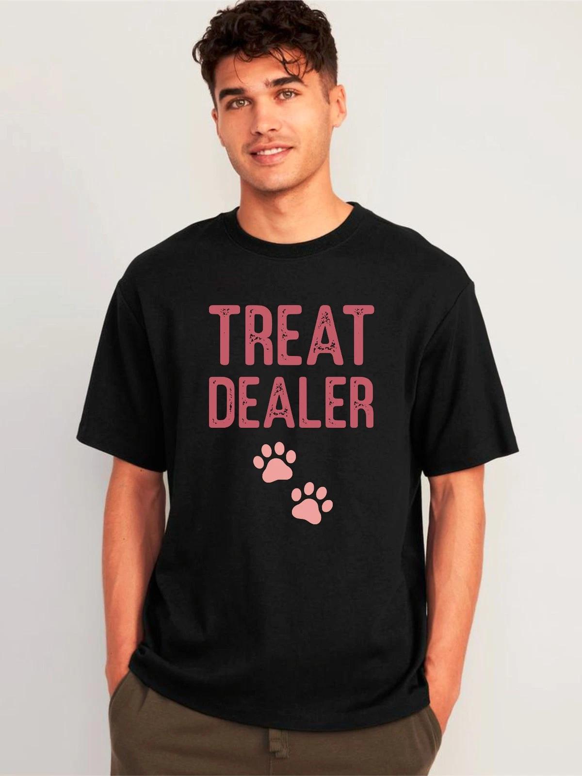 Treat Dealer Paw Prints Dog Lovers T-Shirt, Funny Pet Lover Owner Birthday Gift S