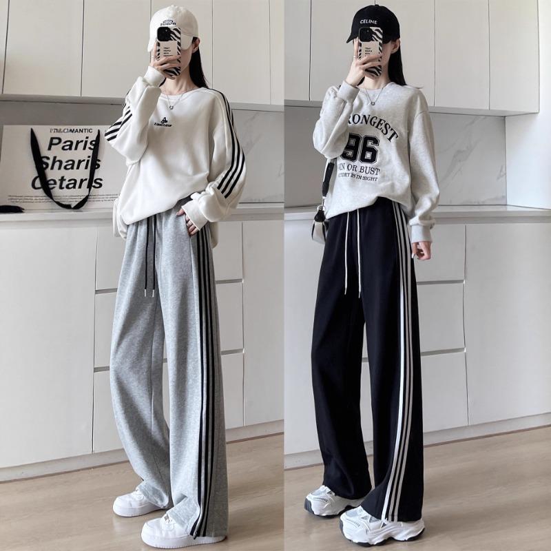Sweatpants Women's New Spring and Autumn Loose Wide-leg Casual Trousers Small Gray Straight-leg Pants