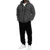 Men's Athletic Tracksuit Set with Full Zip Hoodie and Black Jogger Pants