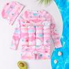 Children's Long-Sleeved Sun Protection Buoyancy Swimsuit with Floating Vest for Boys and Girls