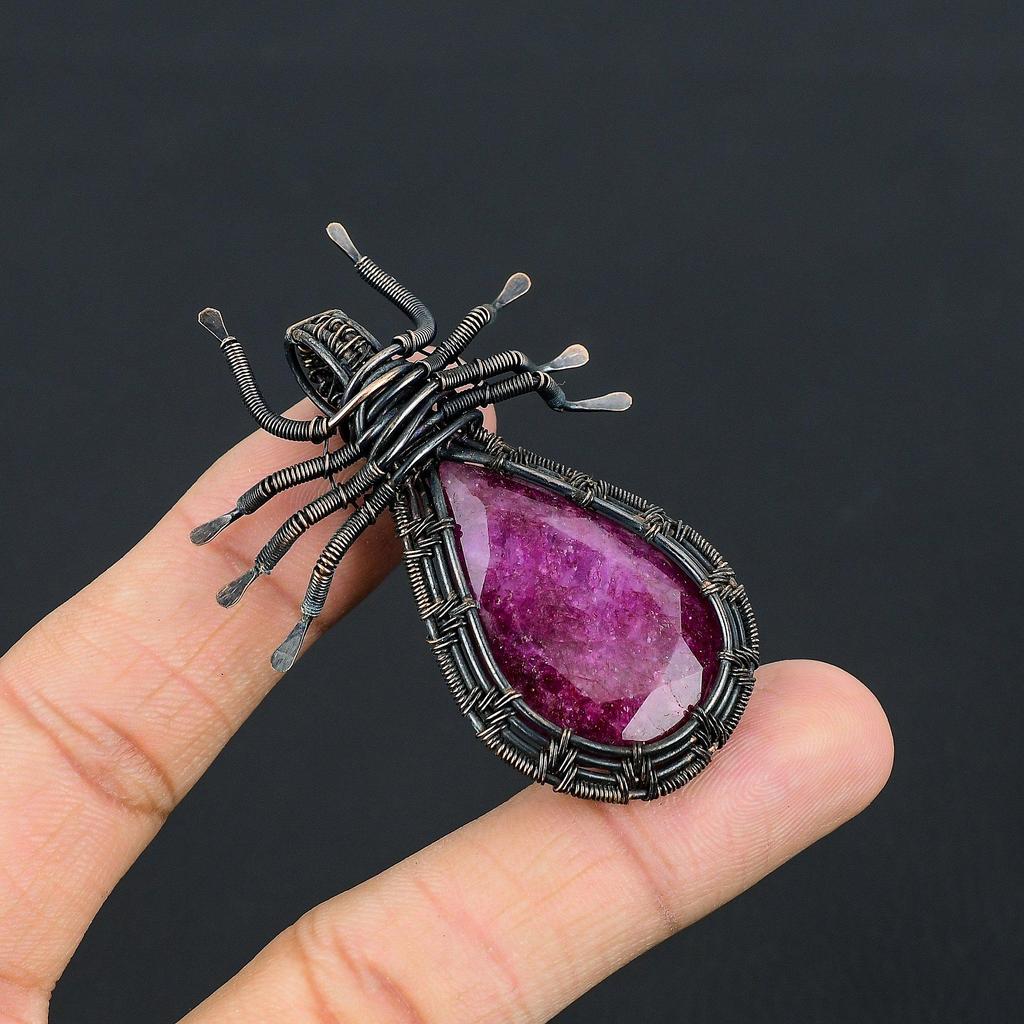 Ruby Pendant Gemstone Jewelry, 999 Copper Wire Wrapped Handmade Pendant, Latest Design Jewelry