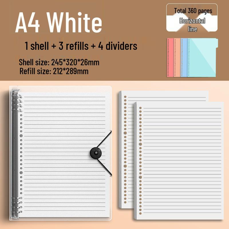 Comfortable B5 Loose-Leaf Notebook: Lined, Removable Binder, Simple Ins Style, Aesthetic Design, Ideal for Exams and High School Students.
