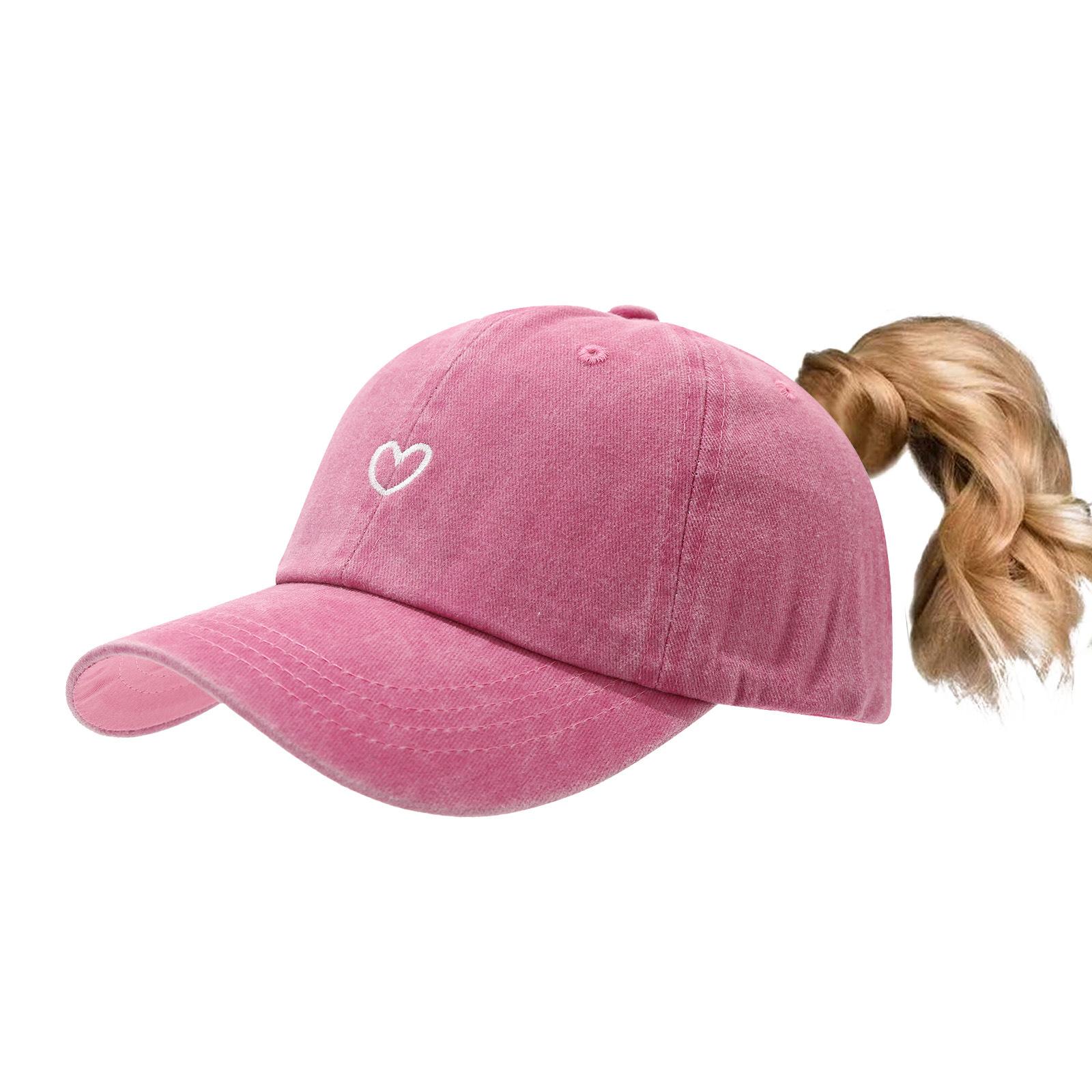 

Ponytail Hats for Women - Distressed Hat with Ponytail Hole for Women Baseball Cap Adjustable розовый