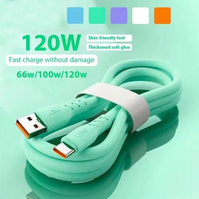 120W 6A Greito įkrovimo Type-C Duomenų Kabelis Odai Draugiškas Neįkaistantis Silikoninis Laidas Huawei Android Telefonui USB Type C Kabelis