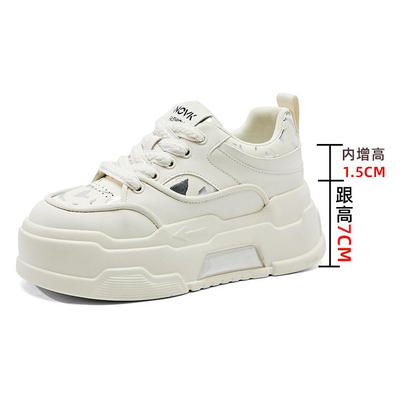 

Туфли на плоской подошве оптом, повседневная спортивная обувь, толстая подошва, увеличивающая внутреннюю высоту, маленькие белые туфли для детей, осень и зима 34 белый