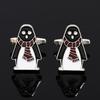 Funny Cartoon Scarf Penguin Design Mens Cufflinks Classic Black White Red Print French Animal Metal Sleeve Button