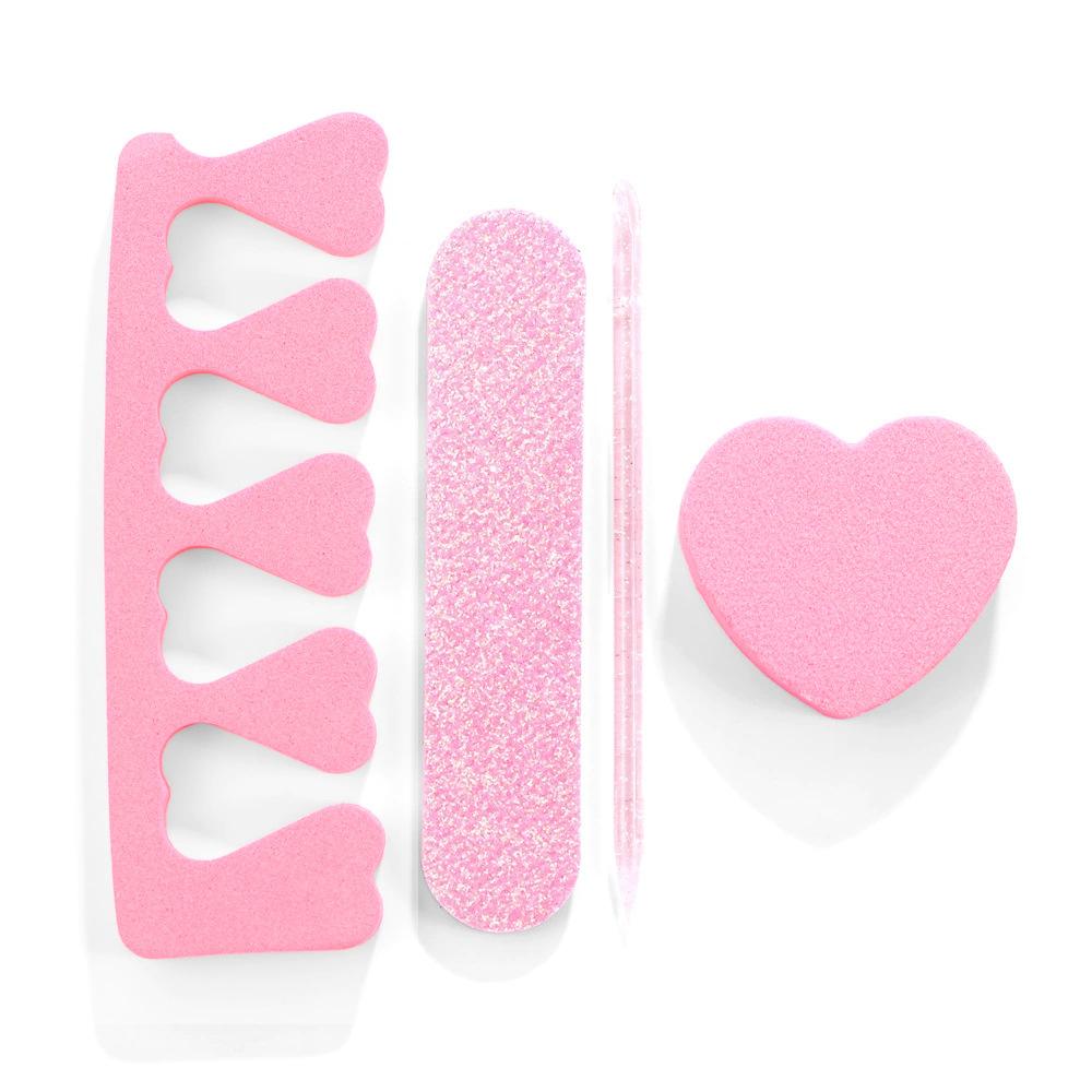 1Pc Nail Art Tool Kit (3-piece Set): Crystal Wand, Heart-shaped Sponge, Glitter Powder, Nail File, and Nail Art Tool Kit.