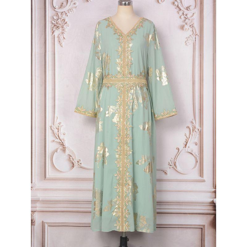 

Magic Queen Indonesia Middle East Fashion Women s New Arrival Bronzing Long Dress Dubai Travel Dress Dress Dresses Light green XL