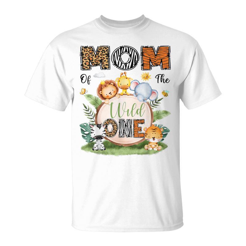 Mom Of The Wild One 1St Bday Boy Safari Woodland T-Shirt