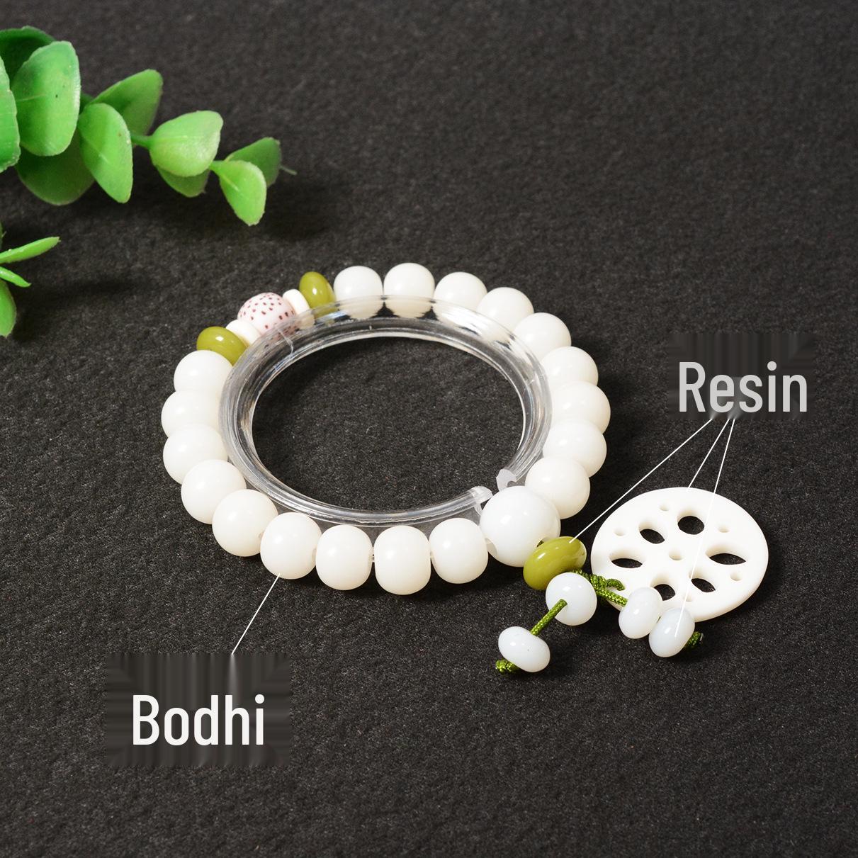 

Браслет з білих жадеитових намистин Бодхі високої щільності для чоловіків та жінок