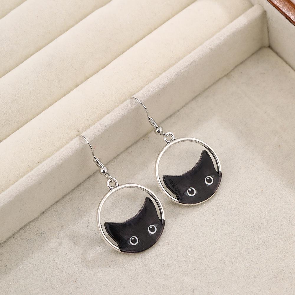 Schicke Katze Anhänger Ohrringe: Geometrisch, Leicht, Trendiges Cartoon-Design