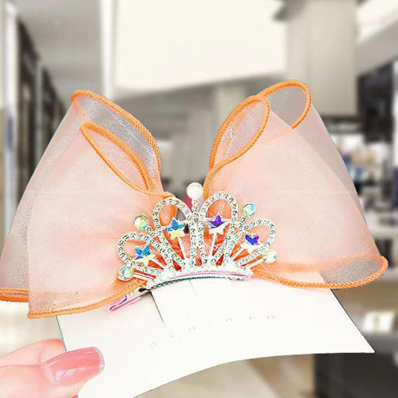 New! Kids Crown Hairpin Cute Sweet Mesh Bowknot Lace Princess Hair Accessories For Little Girls