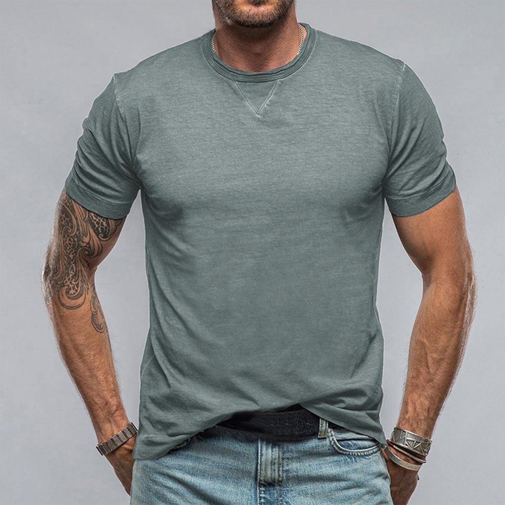 Męska letnia koszulka z okrągłym dekoltem i krótkim rękawem