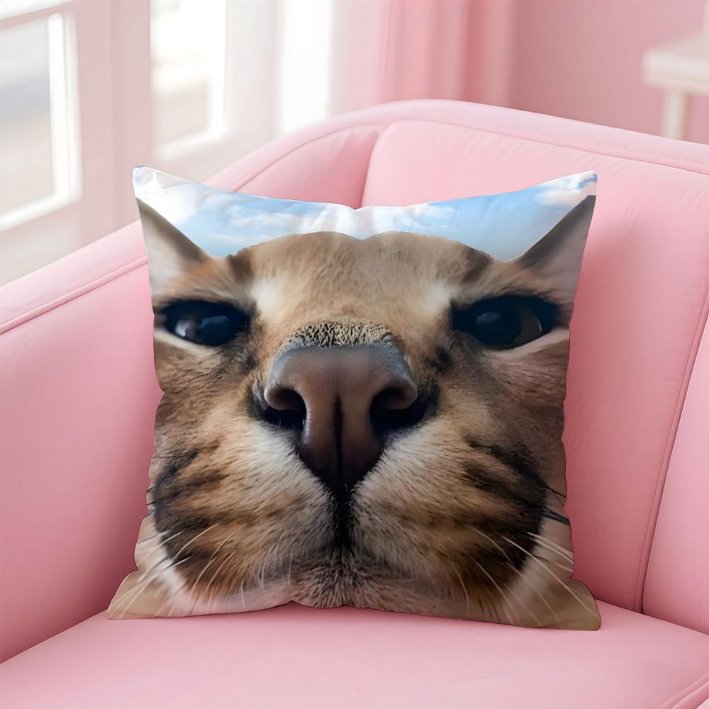 Floppa Cat Meme Cushion Cover Premium Comfort Reversible Pillow Cove -Two in One Design for Any Room & Car Interior