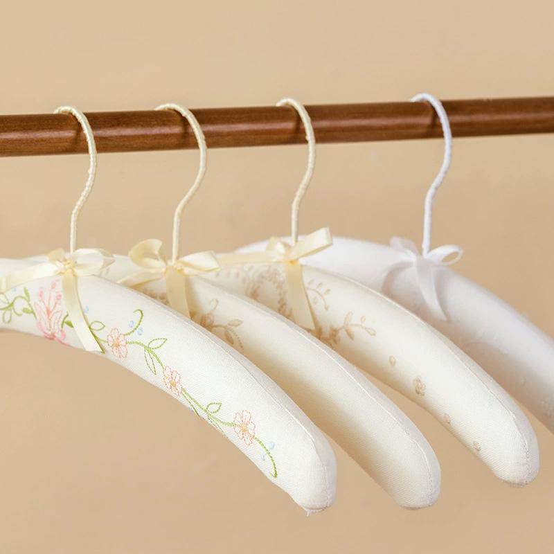 1Pc Wedding Clothes Hanger Photo Props Storage Full Dress Fabric Creative Embroidery Pattern Bow Ribbon