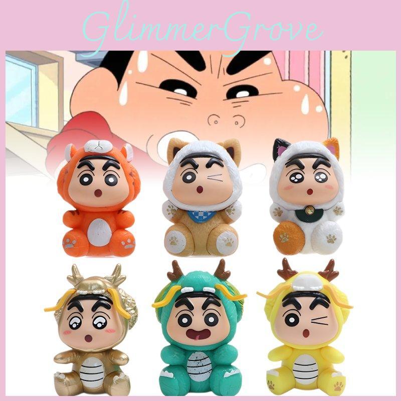 Fun 6 Piece Crayon Shin-chan Dragon Year Pvc Character Model Display For Collectors