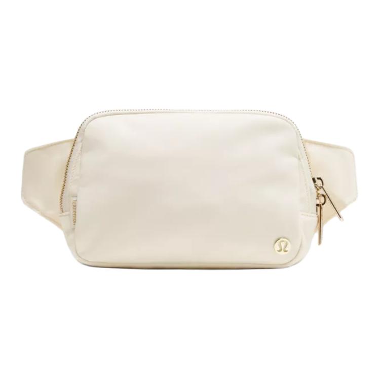 Lululemon Everywhere 2L Logo Zipper Closure Nylon Chest Bag Women bags Light-Ivory Gold LU9BG8S-042797 Light Ivory & Gold