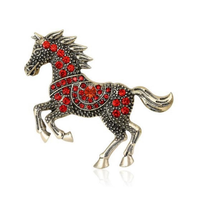 Creative Rhinestone Horse Brooches Party Favors  Animal Lapel Pins Horse Head Brooches  Chinese New Year Couple  Gift