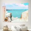 Mediterranean Wall Tapestry Ocean View Greek Island Decor Coastal Home Decor Aesthetic Room Hanging Vintage Wall Art Bedroom Liv