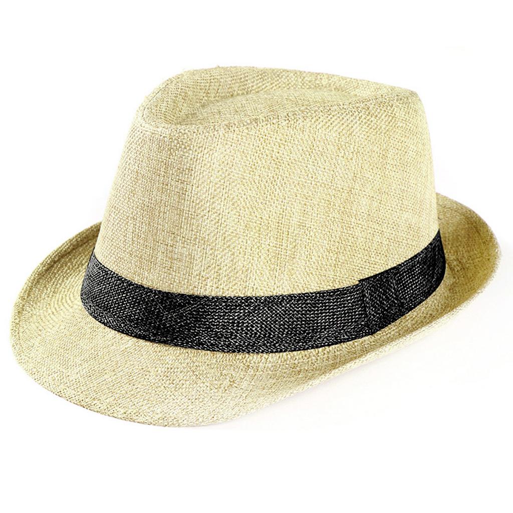 Gorra de gángster unisex para playa, sol, banda de paja, sombrero para el sol