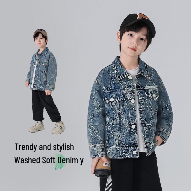 Boys' Spring Autumn Washed Denim Jacket