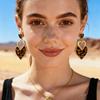 Leopard Print Geometric Rhombus Love Fan Earrings Maillard Earrings