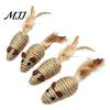 Exercise Toys for Indoor Cats Sisal Mouse Cat Toys, Feather Mice Kitten Chew Natural Realistic Tail Rope Rat Teeth Cleaning, Self Entertainment