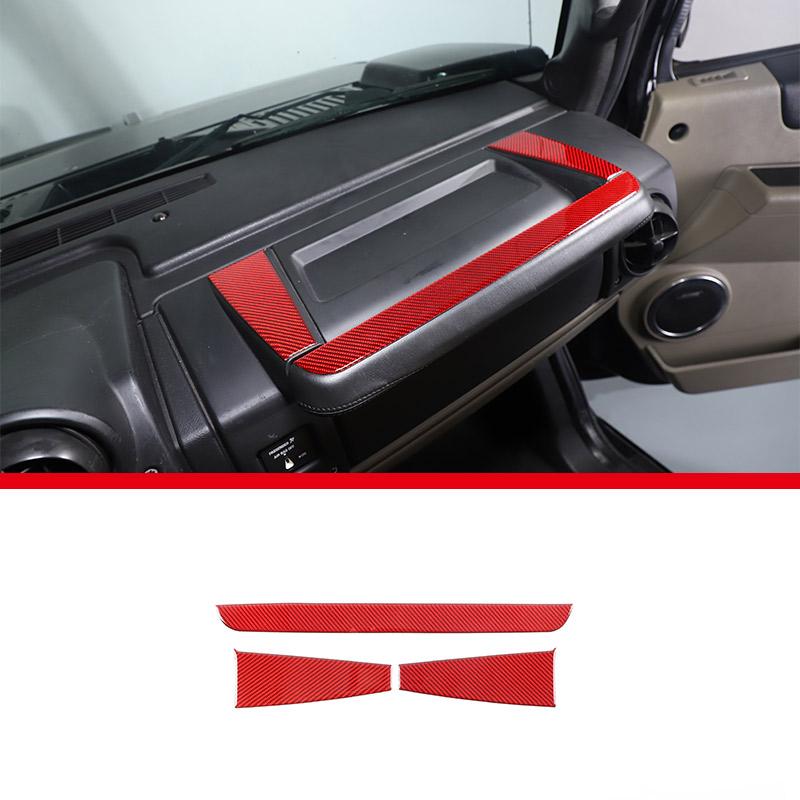 Red Soft Carbon Fiber Door Handle Steering Wheel Gear Shift Trim Cover Stickers Fit For Hummer H2 2003-2007 Interior Accessories