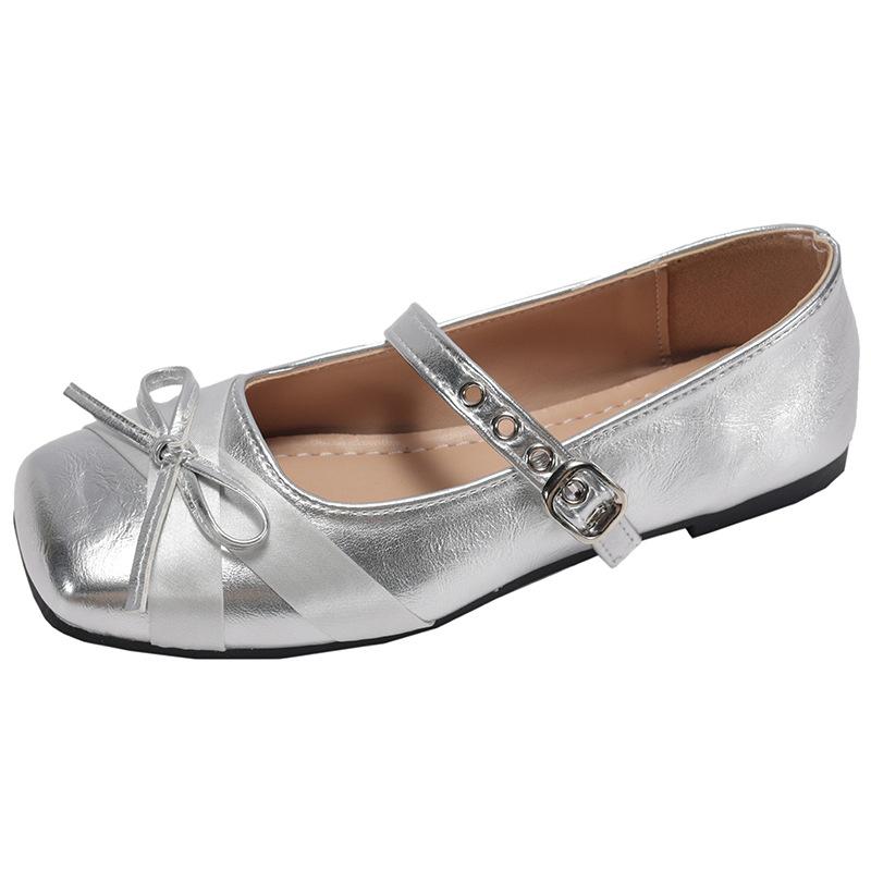 Silver Ballet Style Square Head Light Mouth Flat Sole Shoes Women's 2025 New Summer Skirt Retro Mary Jane Shoes