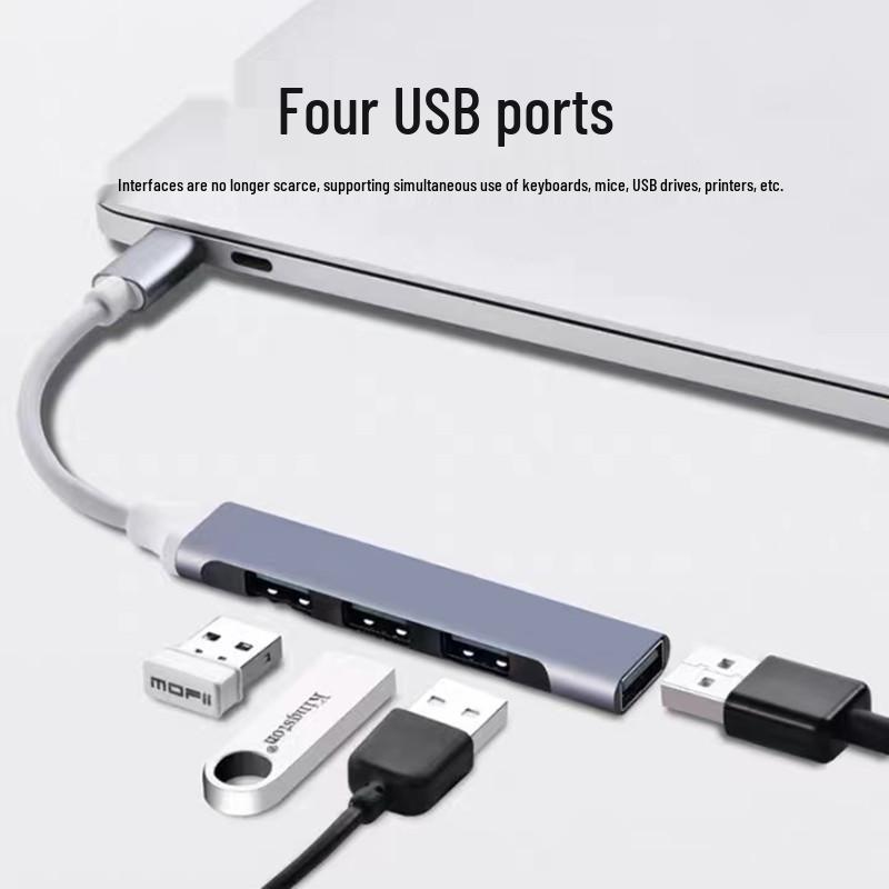 USB 3.0 Mini Aluminum Type-C Hub: 4-Port Splitter Docking Station