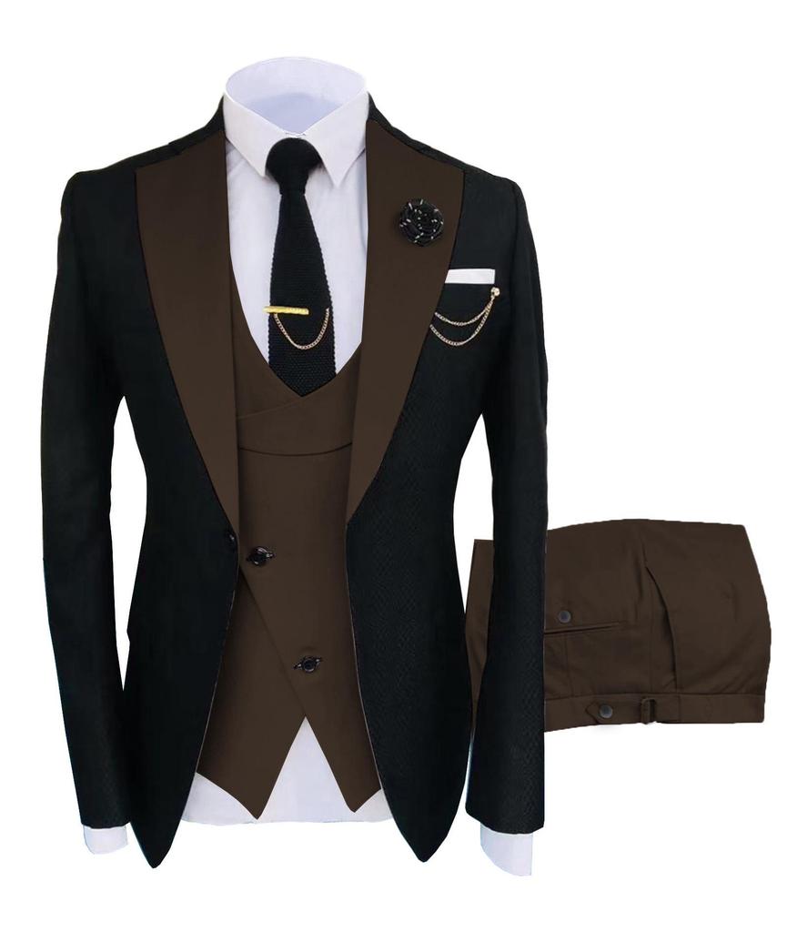 Men's Slim Fit Wedding & Business Tuxedo Suit Set with Vest & Pants