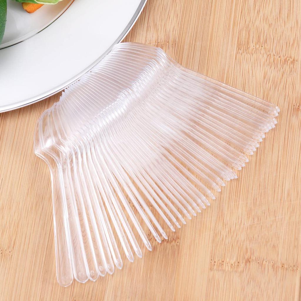 NUOLUX Disposable Plastic Spoons, 100 Pieces, 12cm, Clear, for Ice Cream and Desserts, Perfect for Tasting, Commercial Use