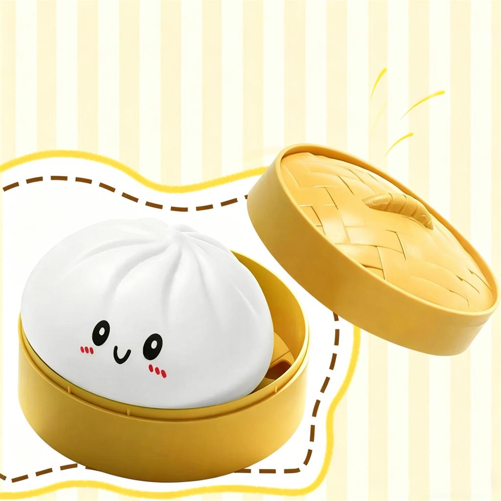 Squishy Steamed Bun Stress Relief Toy Slow Rebound Soft Squeeze Toy Realistic Food Simulation Sensory Fidget Toy for Adults Kids
