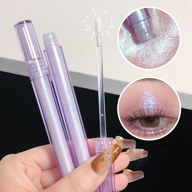 Ombre à paupières liquide fantaisie dorée, poudre Fine et brillante, perle couchée, ver à soie, ombre à paupières liquide, cosmétiques