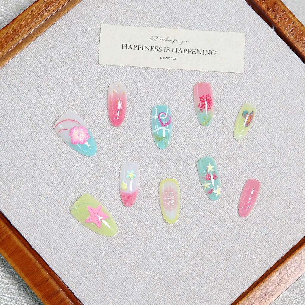 Wearable Nails 3D Summer Fresh Ocean Carved Cute European And American Ins Style Wearable Nails