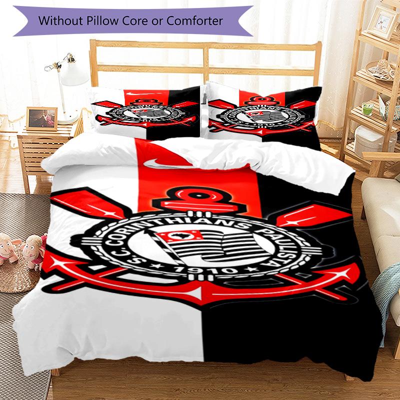 Sport Club Football Crest Printed Pattern Duvet Cover Set – Includes 1 Duvet Cover and 2 Matching Pillowcases Bedroom Decor Christmas Gifts