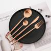 16Pcs Dinnerware Set Stainless Steel Tableware Matte Dinner Rose Gold Cutlery Set Knife Fork Coffee Spoon Flatware Kitchen Set