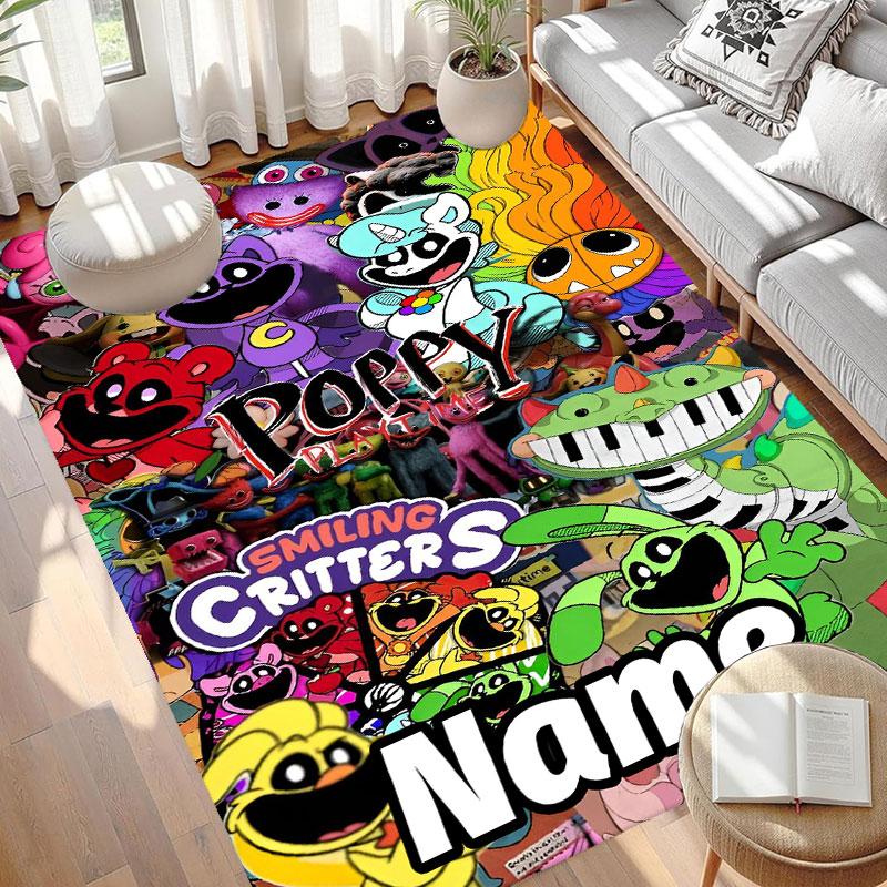 Custom Name Personalized Poppy Playtime Print Carpet, Versatile Home Decor Rug, for Playroom, Apartment, Balcony, Entryway, Hallway Gift